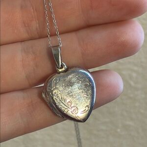 Solid Sterling Silver Locket Heart Floral Rose Detail 925 Italy